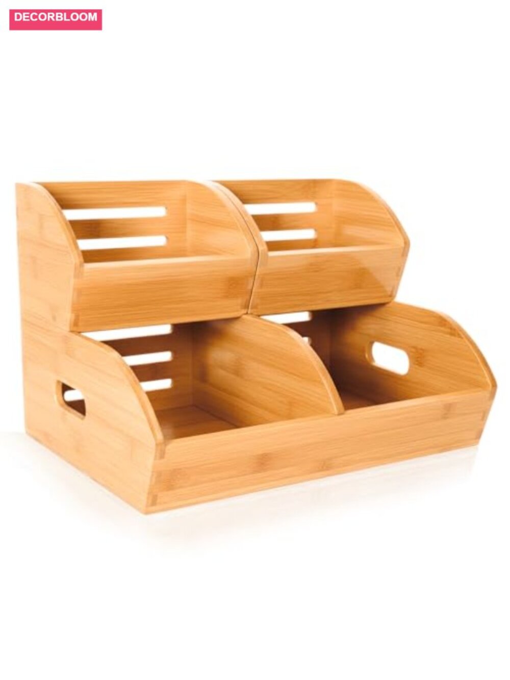 Stackable Bamboo Produce Storage Bin Set with Ventilation & Handles